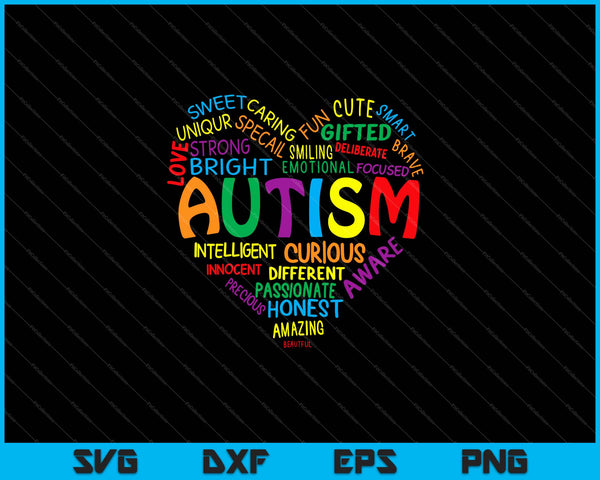 Autismo Corazón Conciencia del Autismo orgulloso Autismo Mamá SVG PNG Cortando Archivos Imprimibles