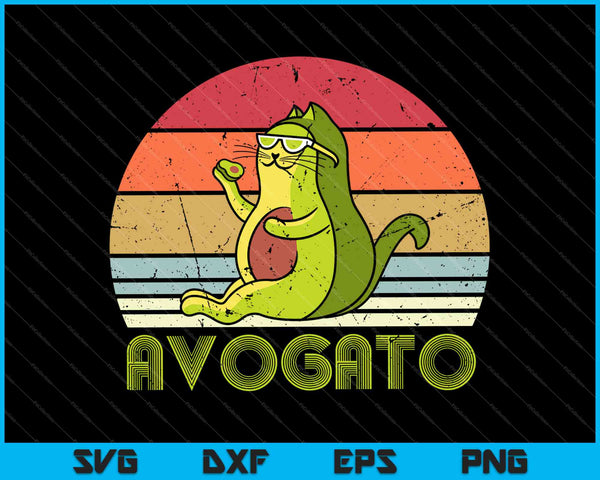 Avogato, Retro Cat Avocado, Cinco De Mayo SVG PNG Cutting Printable Files