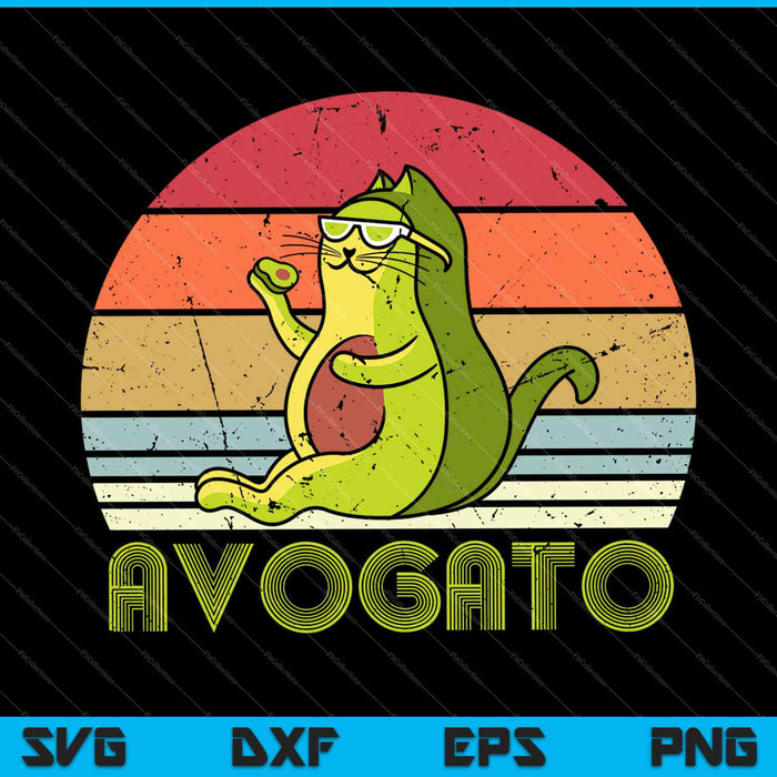 Avogato, Retro Cat Avocado, Cinco De Mayo SVG PNG snijden afdrukbare bestanden