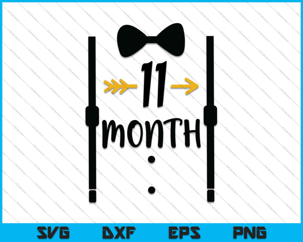 Baby Boys First Year Eleventh Month Milestone Tux and Tie SVG PNG Cutting Printable Files