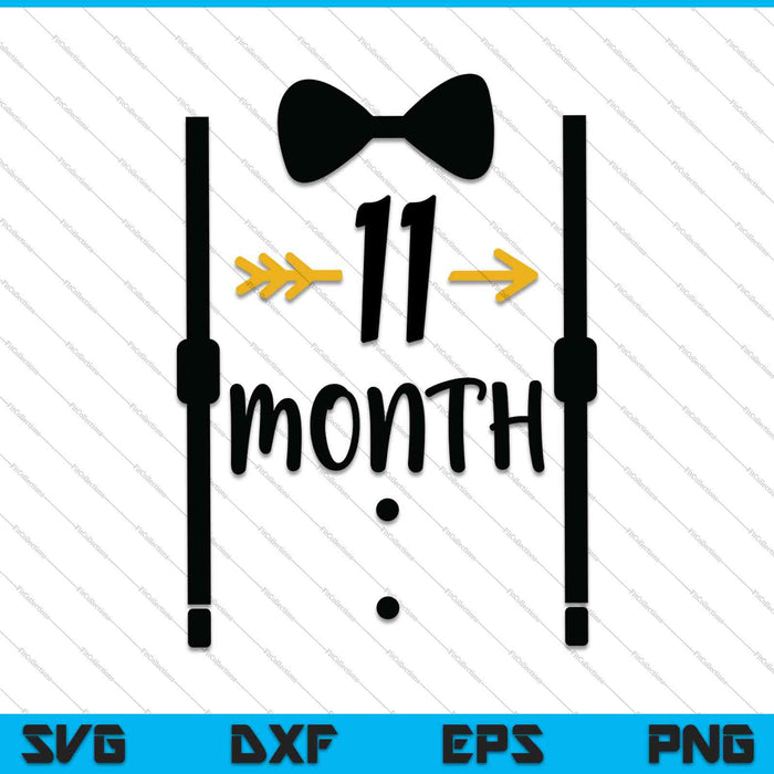 Baby Boys First Year Eleventh Month Milestone Tux and Tie SVG PNG Cutting Printable Files