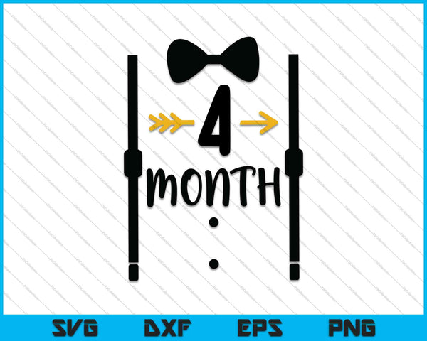 Baby Boys First Year Forth Month Milestone Tux and Tie SVG PNG Cutting Printable Files
