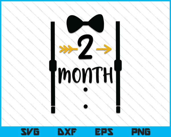 Baby Boys First Year Second Month Milestone Tux and Tie SVG PNG Cutting Printable Files