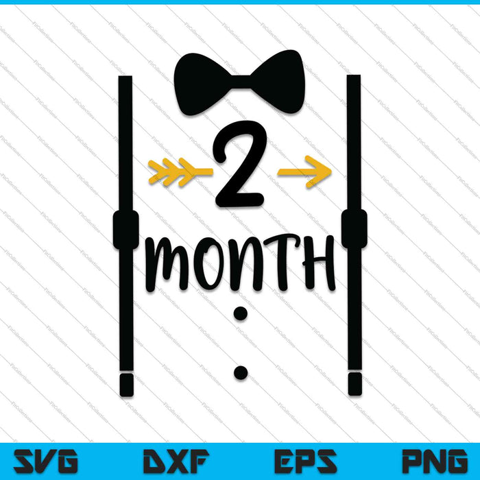 Baby Boys First Year Second Month Milestone Tux and Tie SVG PNG Cutting Printable Files