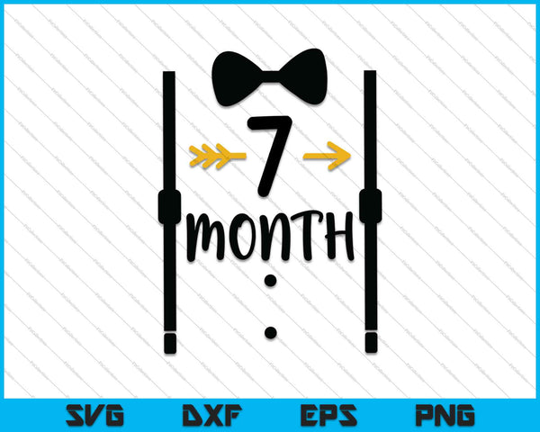 Baby Boys First Year Seventh Month Milestone Tux and Tie SVG PNG Cutting Printable Files