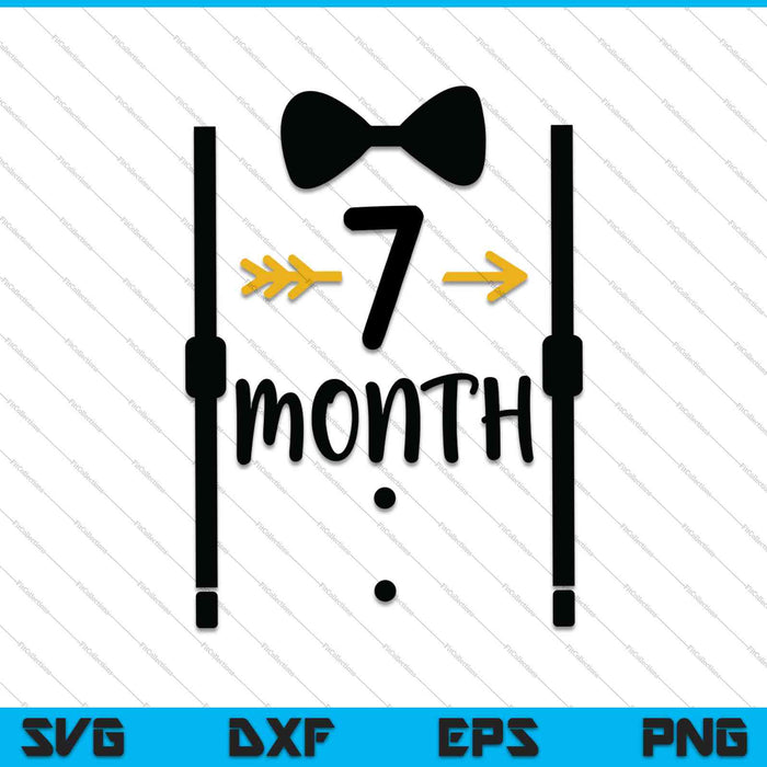 Baby Boys First Year Seventh Month Milestone Tux and Tie SVG PNG Cutting Printable Files