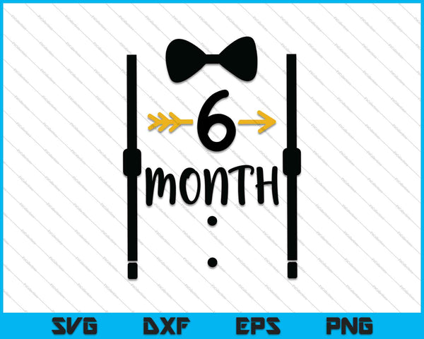 Baby Boys First Year Sixth Month Milestone Tux and Tie SVG PNG Cutting Printable Files