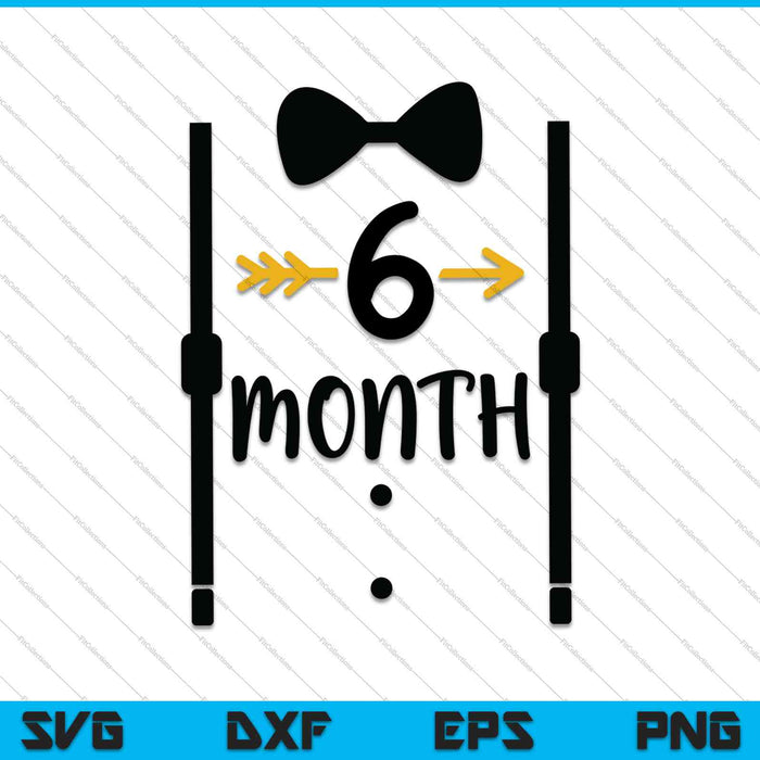 Baby Boys First Year Sixth Month Milestone Tux and Tie SVG PNG Cutting Printable Files