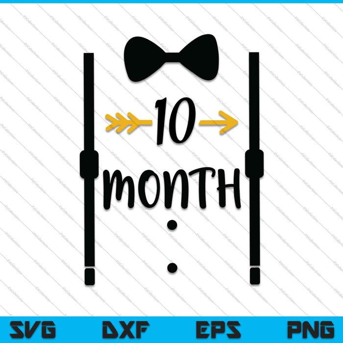 Baby Boys First Year Tenth Month Milestone Tux and Tie SVG PNG Cutting Printable Files