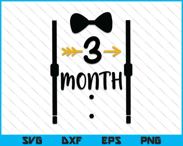 Baby Boys First Year Third Month Milestone Tux and Tie SVG PNG Cutting Printable Files