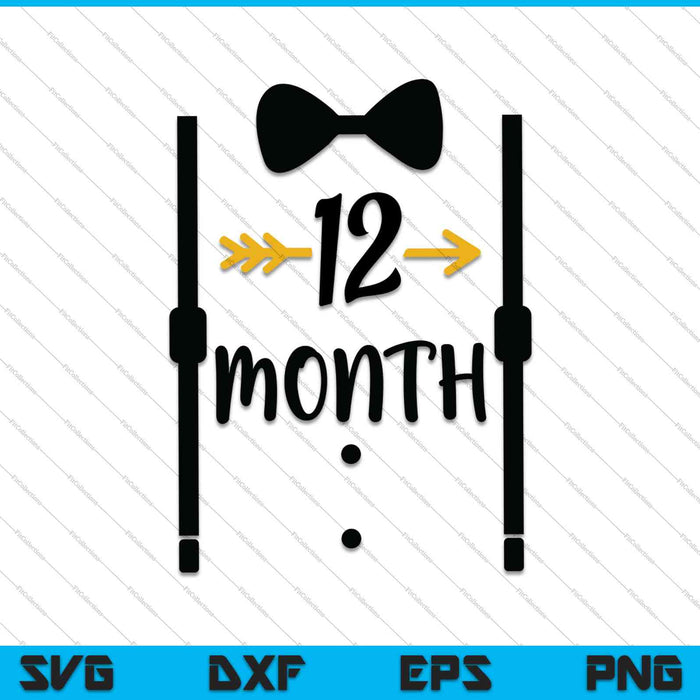 Baby Boys First Year Twelfth Month Milestone Tux and Tie SVG PNG Cutting Printable Files