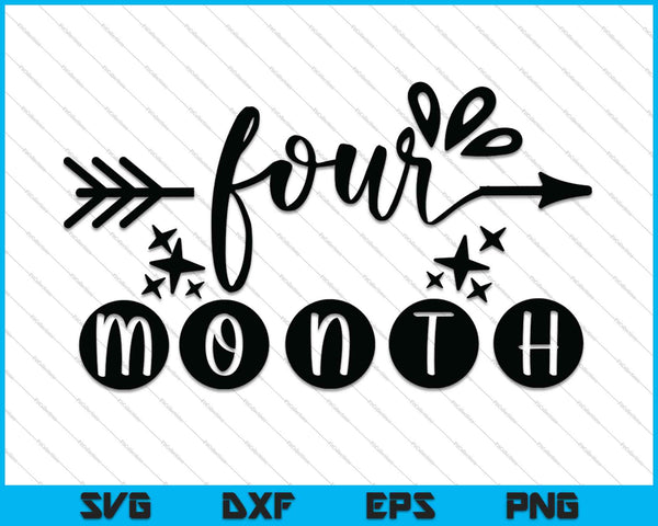 Baby Girls First Year Fourth Month Milestone SVG PNG Cutting Printable Files