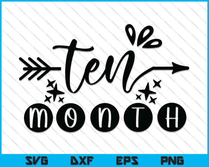 Baby Girls First Year Tenth Month Milestone SVG PNG Cutting Printable Files