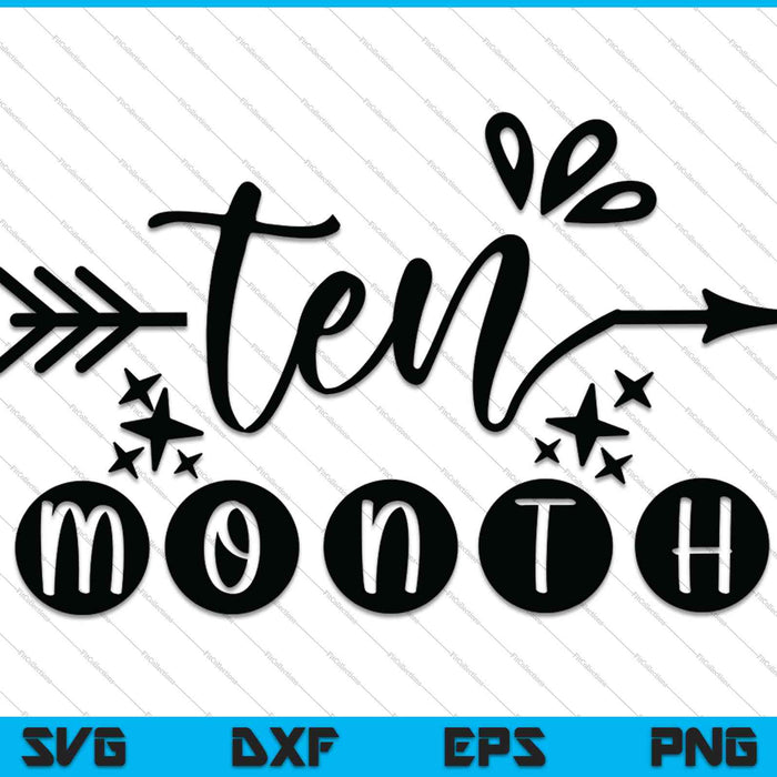 Baby Girls First Year Tenth Month Milestone SVG PNG Cutting Printable Files
