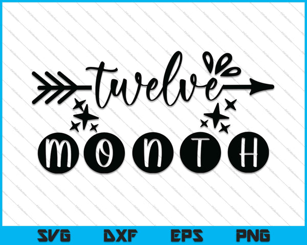 Baby Girls First Year Twelfth Month Milestone SVG PNG Cutting Printable Files