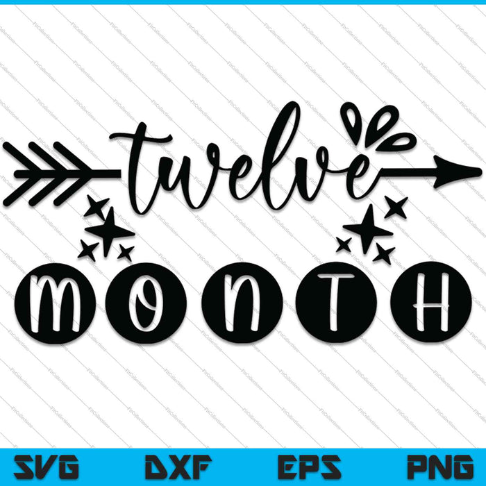 Baby Girls First Year Twelfth Month Milestone SVG PNG Cutting Printable Files