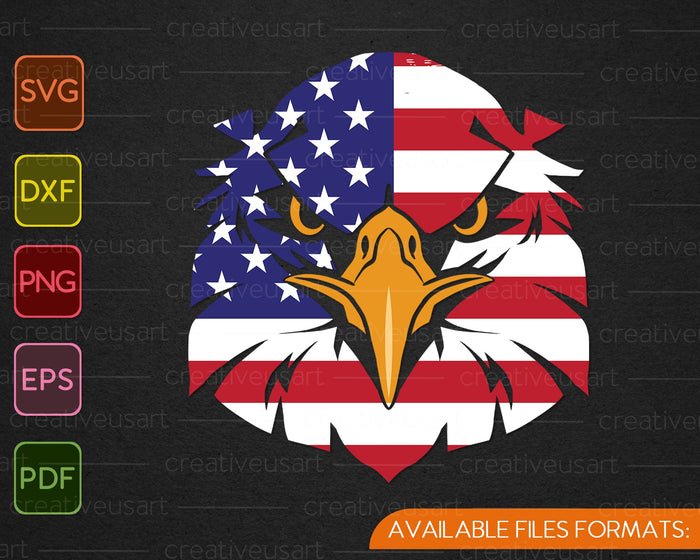 Águila calva 4 de julio Bandera americana Libertad Patriótica SVG PNG Cortar archivos imprimibles