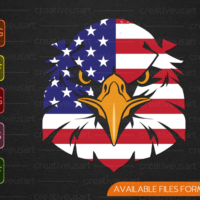 Águila calva 4 de julio Bandera americana Libertad Patriótica SVG PNG Cortar archivos imprimibles