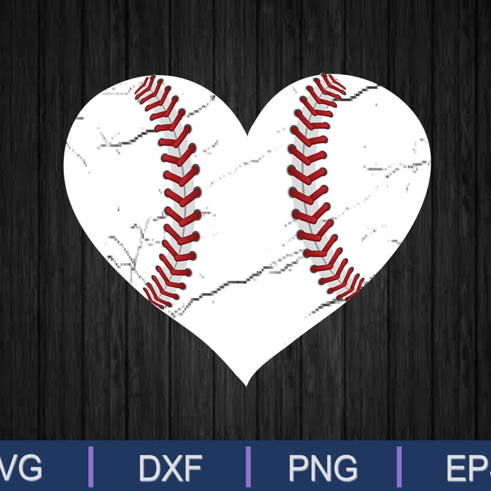 Corazón de béisbol SVG PNG cortando archivos imprimibles