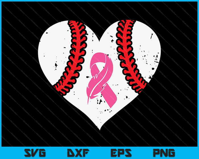 Honkbal roze lint borstkanker bewustzijn SVG PNG snijden afdrukbare bestanden