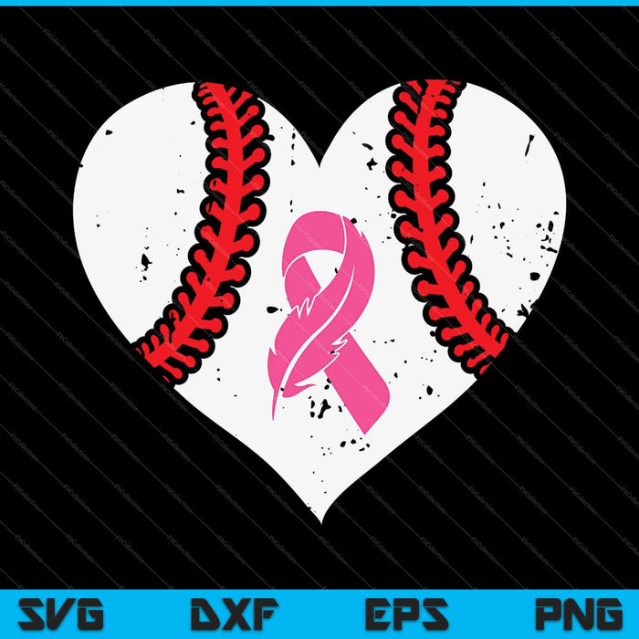 Baseball Pink Ribbon Breast Cancer Awareness SVG PNG Cutting Printable Files