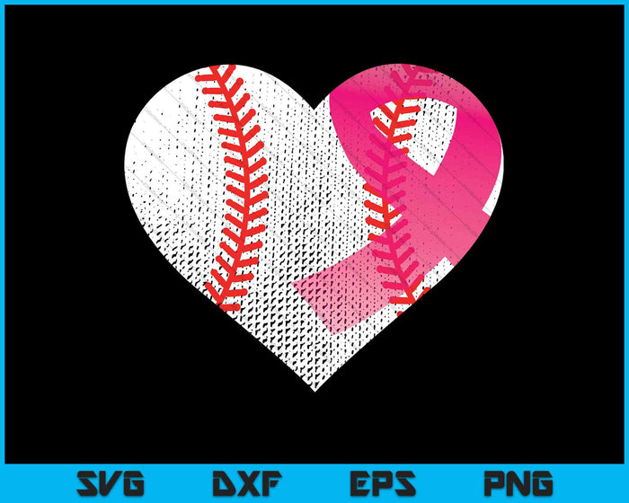 Cinta rosa de béisbol Concientización sobre el cáncer de mama SVG PNG Cortar archivos imprimibles