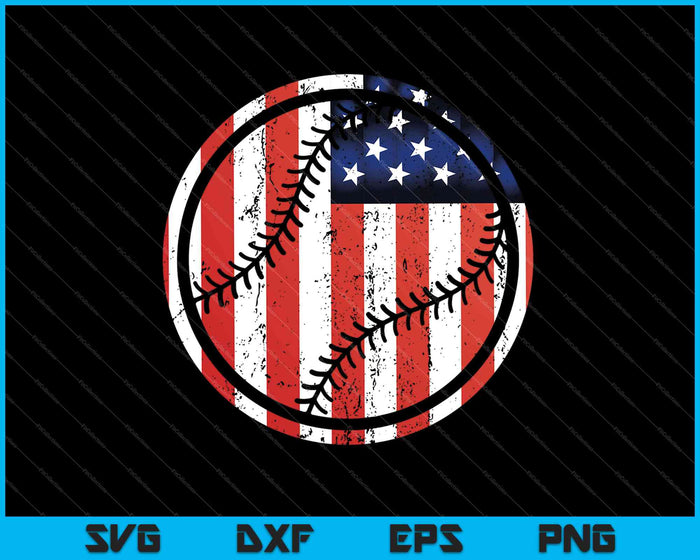 Honkbalspeler USA Amerikaanse vlag SVG PNG snijden afdrukbare bestanden