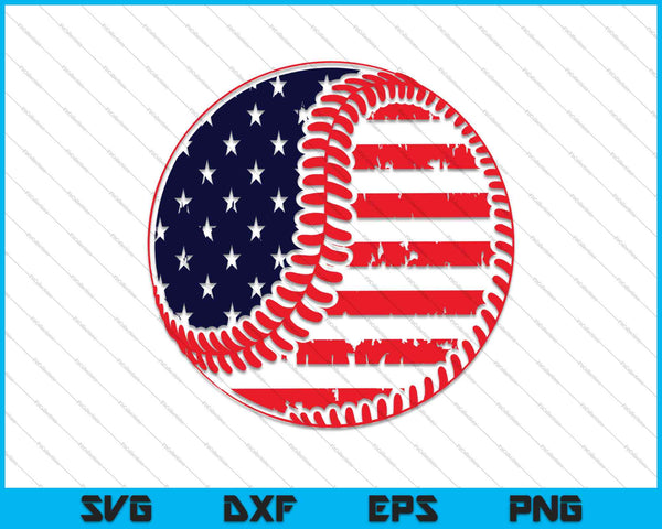 Honkbal 4 juli Amerikaanse vlag SVG PNG snijden afdrukbare bestanden
