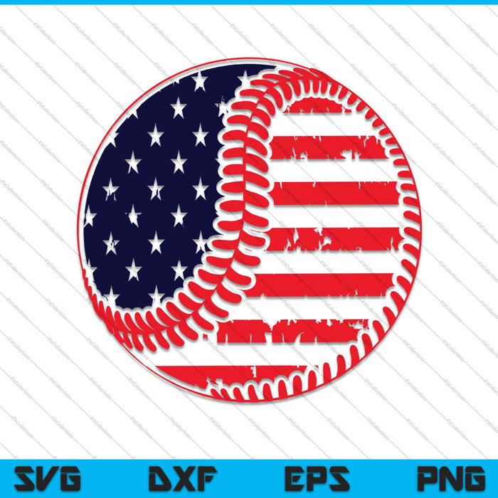 Béisbol 4 de julio Bandera Americana SVG PNG Cortar archivos imprimibles