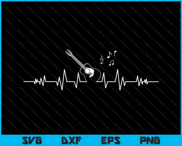 Notas de guitarra baja Heartbeat SVG PNG Cortar archivos imprimibles