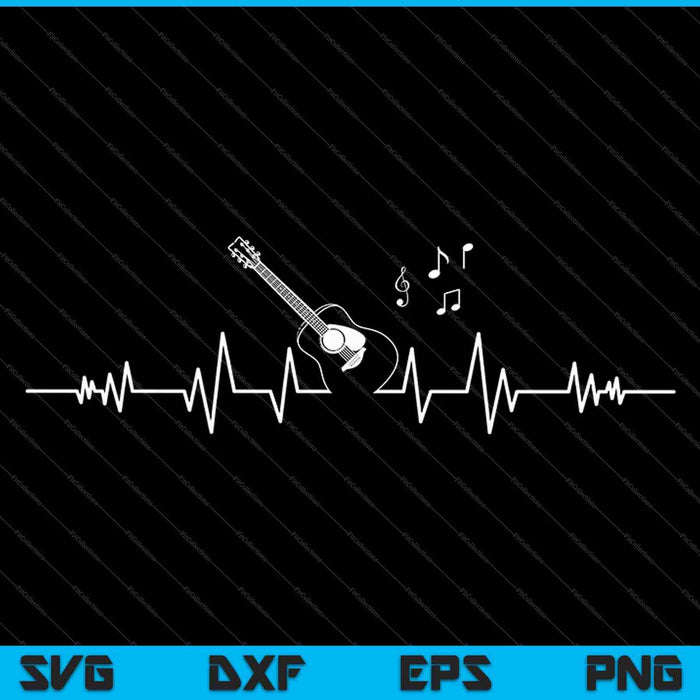 Notas de guitarra baja Heartbeat SVG PNG Cortar archivos imprimibles