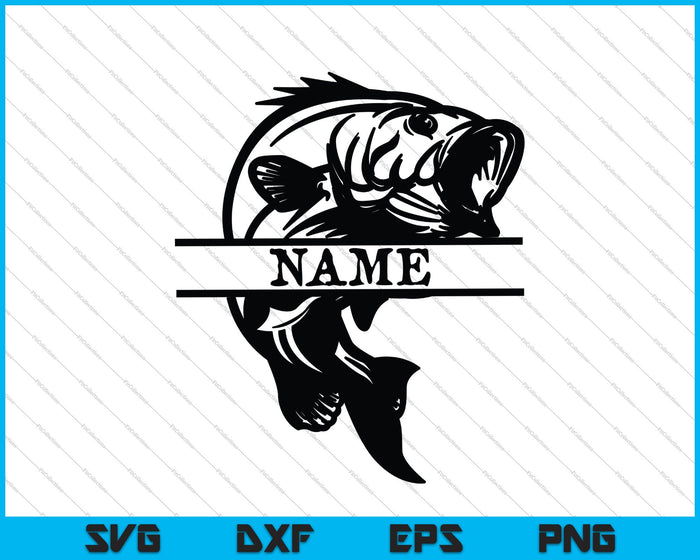 Bass fish monogram Fishing SVG PNG Cutting Printable Files