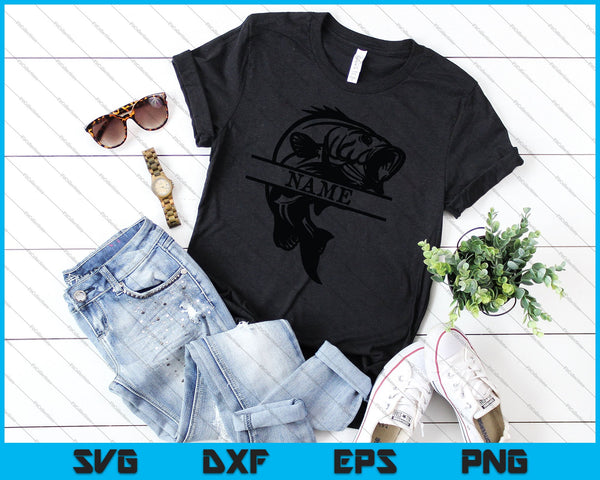 Bass fish monogram Fishing SVG PNG Cutting Printable Files - on a t-shirt