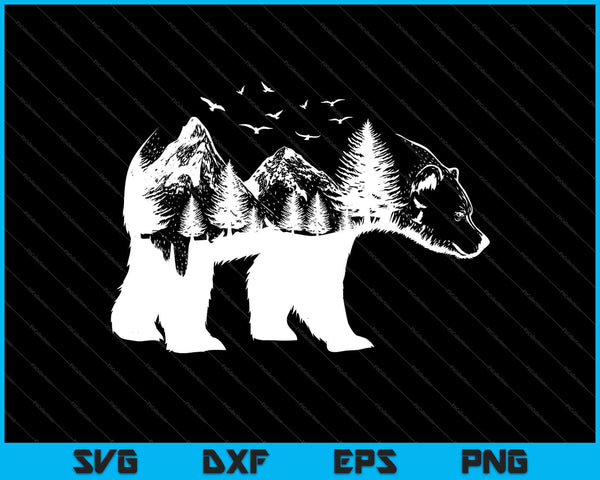 Oso doble exposición surrealista vida silvestre animal SVG PNG cortando archivos imprimibles