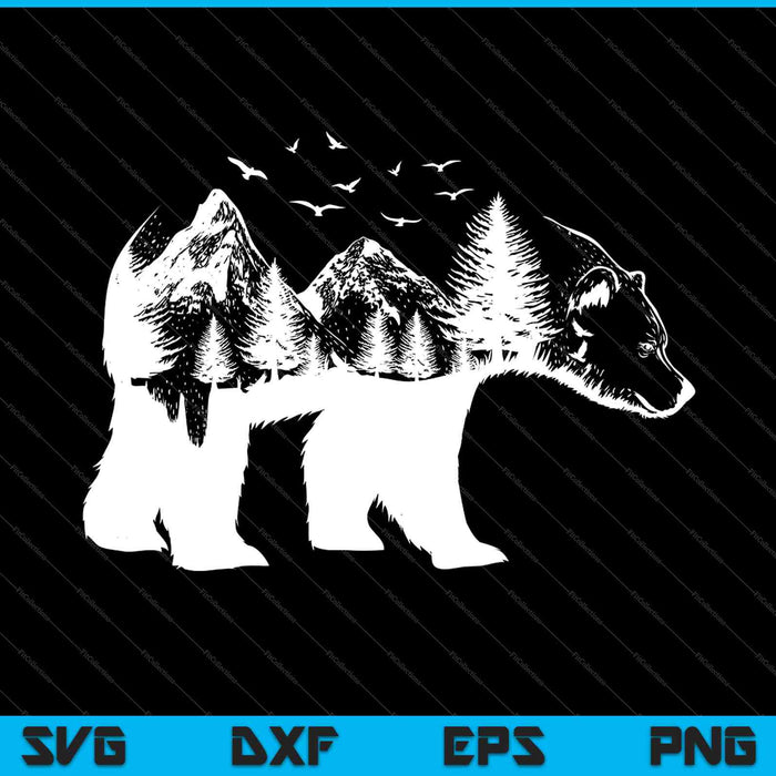 Bear Double Exposure Surreal Wildlife Animal SVG PNG Cutting Printable Files