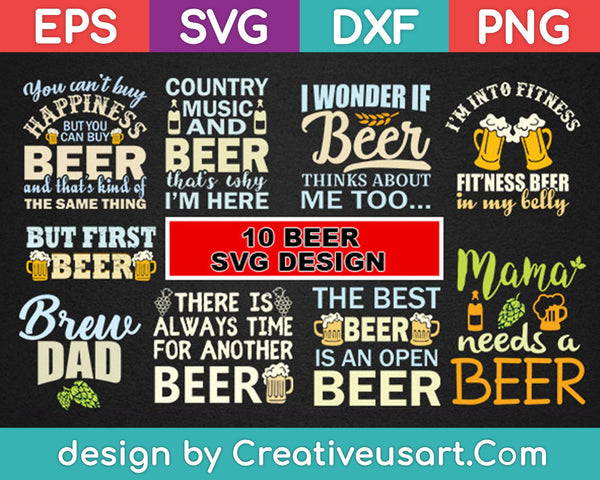 Paquete de diseño SVG de cerveza SVG PNG cortando archivos imprimibles