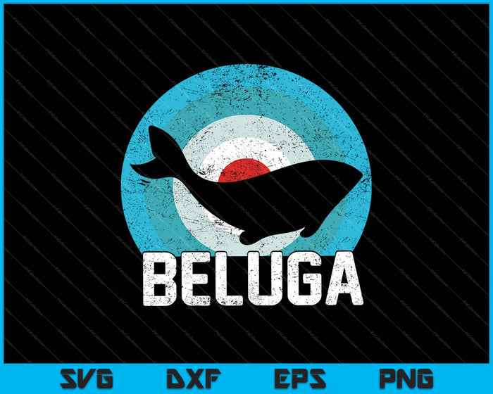 Beluga walvis Vintage Retro silhouet SVG PNG snijden afdrukbare bestanden