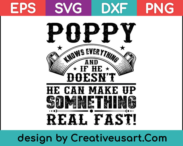 Beste cadeau Awesome Poppy Shirt Cool Fathers Day Gift SVG PNG Snijden afdrukbare bestanden