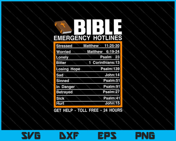 Bijbel noodnummers grappige christelijke Bijbel &amp; Jezus SVG PNG snijden afdrukbare bestanden
