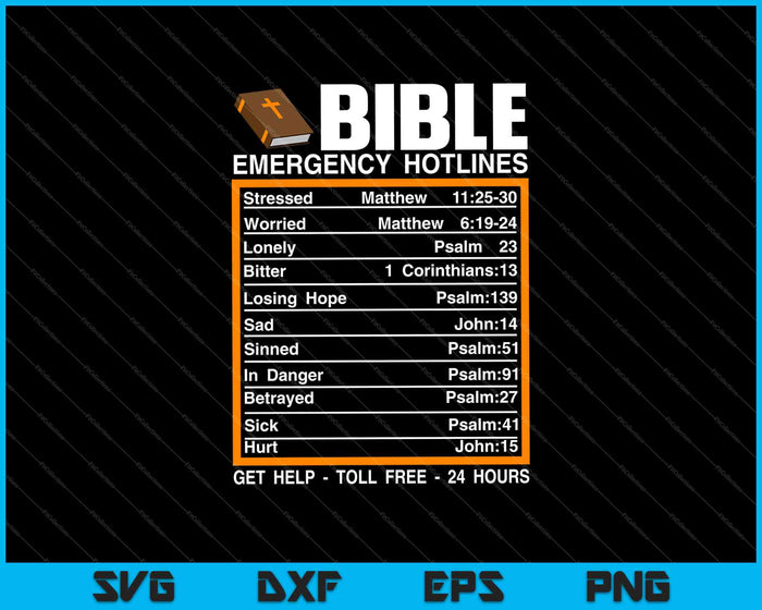 Bijbel noodnummers grappige christelijke Bijbel & Jezus SVG PNG snijden afdrukbare bestanden