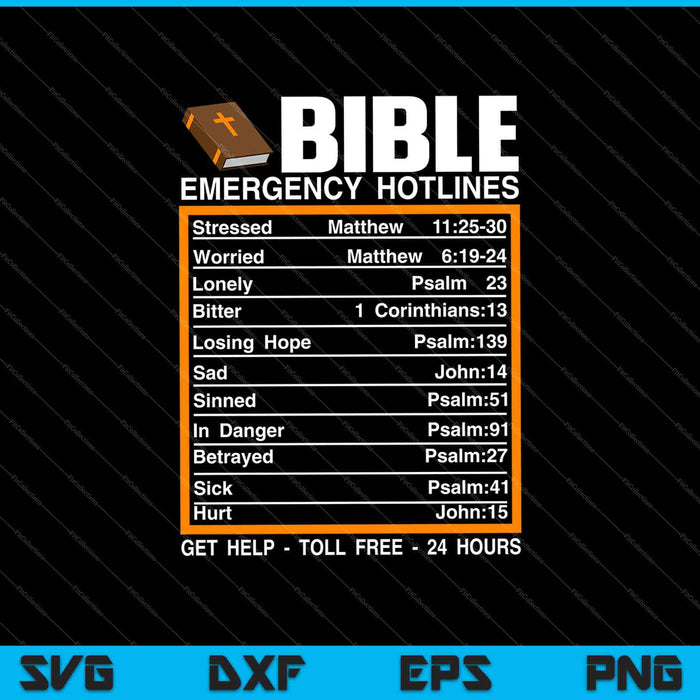 Números de emergencia de la Biblia Biblia cristiana divertida y Jesús SVG PNG Cortar archivos imprimibles
