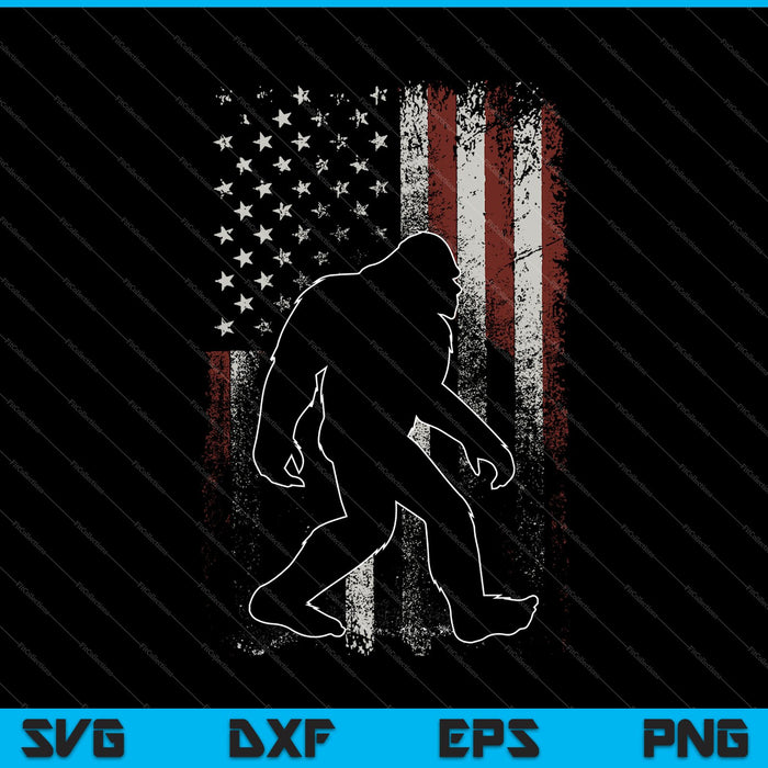 Bigfoot USA American Flag Sasquatch Patriotic SVG PNG Cutting Printable Files