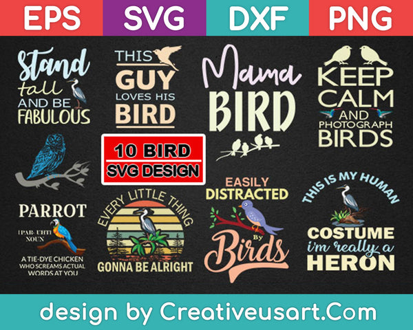Paquete de diseño de pájaros SVG PNG cortando archivos imprimibles