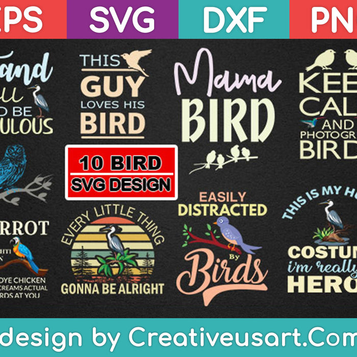Birds Svg Design Bundle SVG PNG Cutting Printable Files