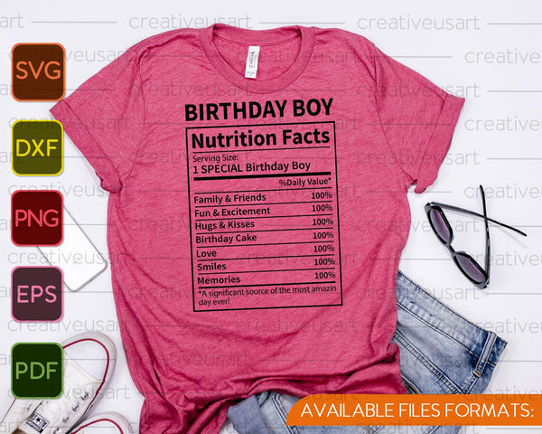 Datos de cumpleaños, datos nutricionales SVG PNG cortando archivos imprimibles - on a t-shirt