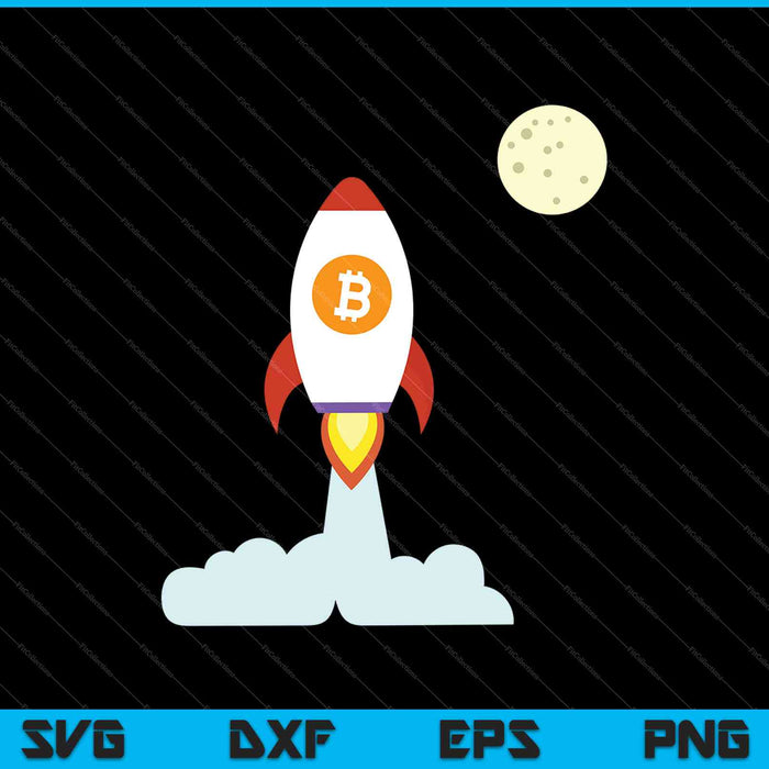 Bitcoin BTC Crypto naar de maan SVG PNG snijden afdrukbare bestanden