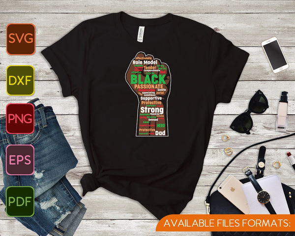 Zwarte vader Wordcloud kunst Vaderdag Afro-Amerikaanse SVG PNG snijden afdrukbare bestanden  - on a t-shirt