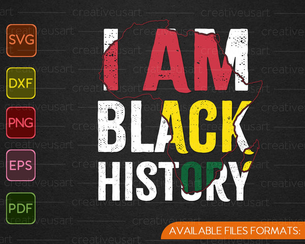 Zwarte geschiedenis shirt ik ben zwarte geschiedenis SVG PNG snijden afdrukbare bestanden