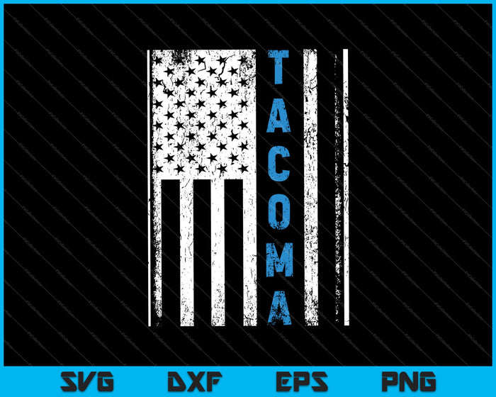 Blue Line Tacoma Distressed National Police Week SVG PNG Cutting Printable Files