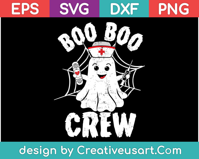 Boo Boo Crew Fantasma Enfermera Traje Chicas Divertido Halloween SVG PNG Cortando Archivos Imprimibles